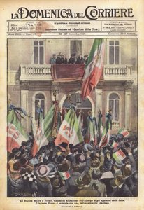 De koningin-moeder in Trento door Achille Beltrame
