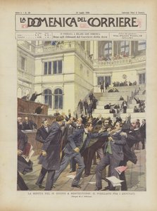 De zitting van 30 juni in Montecitorio, het boksen tussen de afgevaardigden door Achille Beltrame
