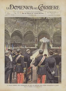 De Plechtige Ceremonie van de Prijsuitreiking aan de Exposanten op de Internationale Tentoonstelling van Parijs door Achille Beltrame