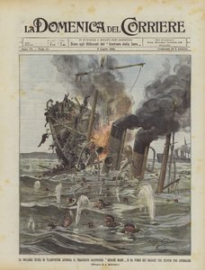 Het Russische squadron van Vladivostok laat het Japanse transport Hitachi Maru zinken en vuurt op ? door Achille Beltrame