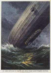 De val in de stormachtige oceaan van de Akron, het grootste Amerikaanse luchtschip