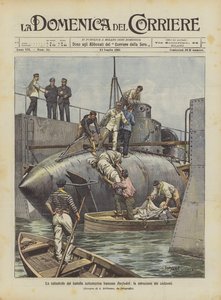 De ramp van de Franse onderzeeër Farfadet, het bergen van de lichamen