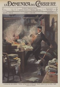 Het tragische einde van een wetenschapper, de directeur van het Vesuvius Observatorium, prof. Mercalli door Achille Beltrame