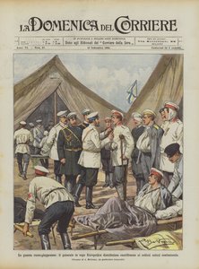 De Russisch-Japanse oorlog, generaal Kuropatkin reikt onderscheidingen uit aan de gevallen soldaten