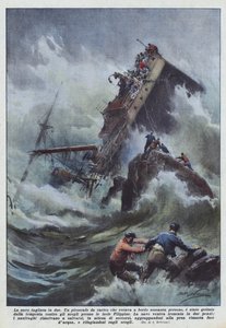 Het schip in tweeën gesneden door Achille Beltrame