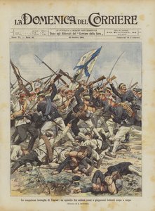 De bloedige slag bij Yen-tai, een episode tussen Russische en Japanse soldaten in een man-tegen-man gevecht door Achille Beltrame