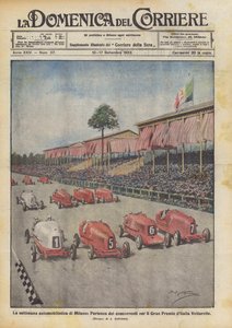 De autoweek van Milaan, Start van de deelnemers aan de Grote Prijs van Italië Vetturette door Achille Beltrame
