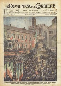 De plechtige ceremonie in Trento om de annexatie te vieren door Achille Beltrame