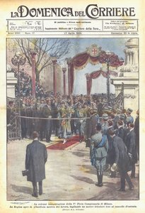 De plechtige opening van de 5e Jaarbeurs van Milaan door Achille Beltrame