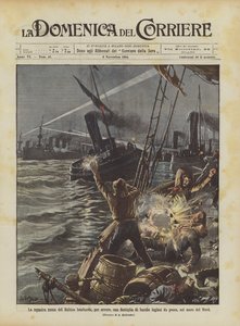 Het Russische Baltische squadron bombardeert per ongeluk een vloot van Engelse vissersboten in de Noordzee door Achille Beltrame