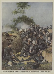 Het leven van onze soldaten aan de voorposten, het geweervuur stopt zelfs niet tijdens door Achille Beltrame