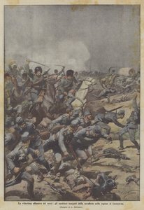 Het succesvolle offensief van de Russen, de Oostenrijkers achtervolgd door de cavalerie in de regio Czernowitz