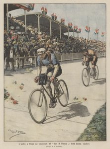 De aankomst in Parijs van de deelnemers aan de Tour de France, Petit Breton winnaar door Achille Beltrame