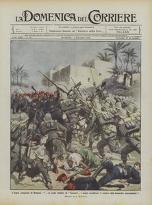 De harde verovering van Benghazi, bij de noodlottige kreet van Savoia! vielen onze troepen de vijand aan