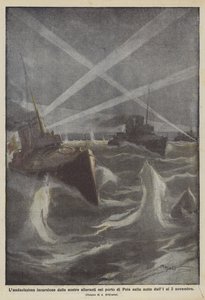 De gedurfde aanval van onze torpedoboten in de haven van Pola in de nacht van 1 op 2 november door Achille Beltrame
