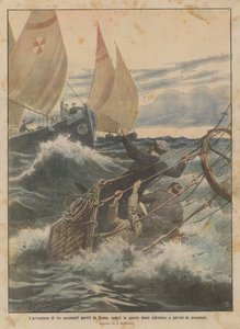 Het avontuur van drie luchtvaarders vertrokken uit Rome, gevallen in de open Adriatische Zee en gered door vissers