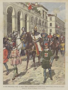 De tweeduizendjarige feesten van Ivrea, de historische stoet die de terugkeer van koning Arduino vertegenwoordigt van... door Achille Beltrame