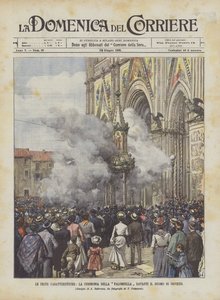De karakteristieke feesten, de ceremonie van de Palombella voor de kathedraal van Orvieto door Achille Beltrame