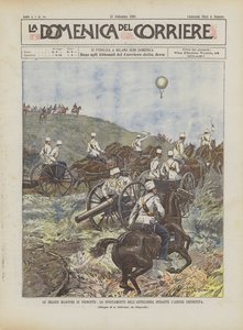 De grote manoeuvres in Piemonte, de verplaatsing van de artillerie tijdens de definitieve actie door Achille Beltrame