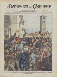 De partijgevechten in Lombardije, christendemocraten die een socialistische conferentie verhinderen in Incino-Erba