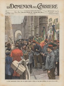 De kenmerkende feesten, de olijfoffer van de openbare dragers van Milaan aan hun heilige door Achille Beltrame