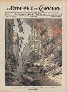 De grote rampen, de aardbeving en brand verwoesten de stad San Francisco, Californië