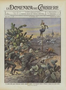 De valstrikken van de Italiaans-Turkse oorlog, Bedoeïenen gestuurd om de telegraafdraden door te snijden rondom ? door Achille Beltrame