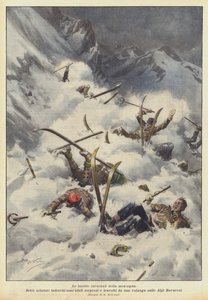De winterse gevaren van de bergen door Achille Beltrame