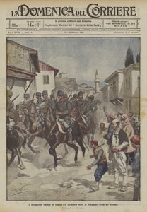 De Italiaanse bezettingen in Albanië, de cavalerie trekt Giorgucati (Drynos-vallei) binnen door Achille Beltrame