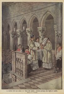 De tradities van de bevrijde landen, de Mis van het Zwaard gevierd dit jaar in de Basiliek van Aquileia