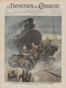 De tragedies van snelheid, dramatische botsing tussen een trein en een auto, bij Magenta