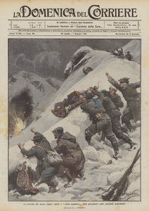 De vondsten van onze alpini, vaten en explosieve sleeën die op de Oostenrijkse posities worden gegooid