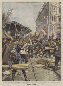 De laatste daden van het autocratisch regime in Rusland, de burgers van Odessa bouwen barricades om te voorkomen door Achille Beltrame