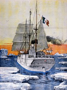 De pool expeditie van Louis de Savoie, hertog van de Abruzzen: het schip Stella Polare in het ijs. Illustratie naar een foto. La Domenica del Corriere. 1899. door Achille Beltrame