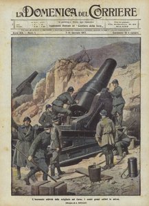 De onophoudelijke activiteit van de artillerie op de Karst door Achille Beltrame