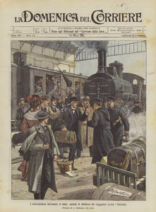 Het spoorwegobstructionisme in Italië, episodes van opstand van reizigers tegen de spoorwegarbeiders door Achille Beltrame