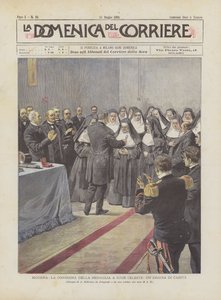 Modena, de uitreiking van de medaille aan zuster Celeste, een heldin van naastenliefde door Achille Beltrame