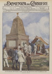 Op de XXe verjaardag van de slag bij Agordat, de mis op de wallen van het fort voor het monument voor de gevallenen