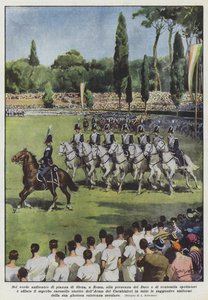 In het groene amfitheater van Piazza di Siena, in Rome, in aanwezigheid van de Duce en honderdduizend toeschouwers door Achille Beltrame