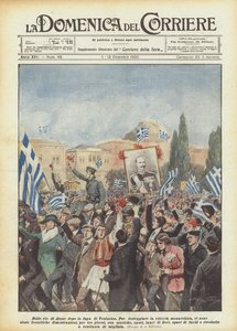 In de straten van Athene na de vlucht van Venizelos door Achille Beltrame