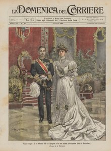 Koninklijk huwelijk, koning Alfonso XIII van Spanje en zijn bruid prinses Ena van Battenberg door Achille Beltrame
