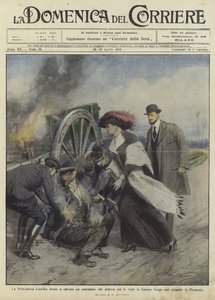 Prinses Laetitia redt een boer op een weg in Piëmont