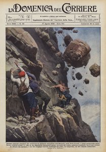 Vier Elzasser bergbeklimmers die de riskante beklimming van de Hebertet probeerden... door Achille Beltrame