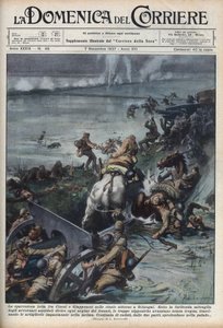 Tweede Chinees-Japanse Oorlog (1937-1945): gevechten in rijstvelden nabij Shanghai. Illustratie door Achille Beltrame uit 