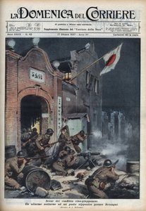 Tweede Chinees-Japanse Oorlog (1937-1945): gevechten nabij Shanghai. Illustratie door Achille Beltrame uit 