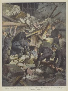 Levend begraven onder het puin van een ingestort huis in Milaan en na vijf uur van pijn door brandweerlieden gered