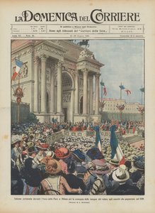 Plechtige ceremonie voor de Boog van de Vrede in Milaan voor de overhandiging van de eretekens door Achille Beltrame