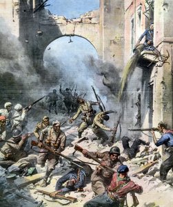 Spaanse Burgeroorlog - Het gevecht in de straten van Madrid door Achille Beltrame