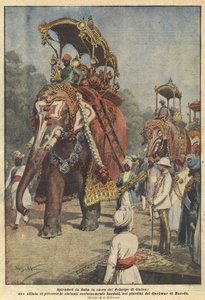 Sprookjesachtige pracht ter ere van de Prins van Wales, een parade van kleurrijke olifanten
