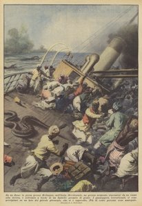 Op een overstroomde rivier bij Kolhapur, in West-India, brak een grote slang los door Achille Beltrame